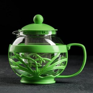 Чайник заварочный «Флора», с металлическим ситом, 750 мл, цвет МИКС