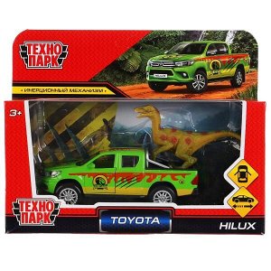 HILUX-12-DINO Машина металл "toyota hilux сафари" 12см,откр.двери,инерц, с динозавром в кор. Технопарк в кор2*36шт