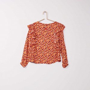 Блузка с цветочным рисунком - оранжевый