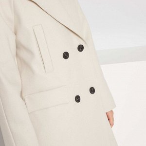 Длинное пальто из материала под шерсть - снежно-белый