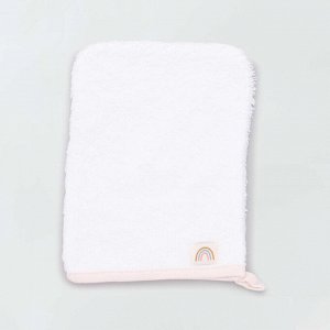 Махровое полотенце-накидка и банная рукавица - розовый