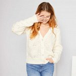 Ажурный кардиган крупной вязки - белый