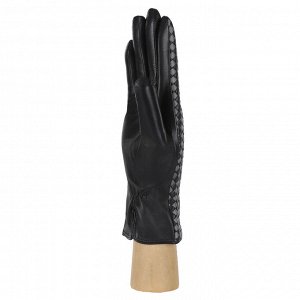 Перчатки жен. 100% нат. кожа (ягненок), подкладка: шерсть, FABRETTI F13-1/9 black/grey