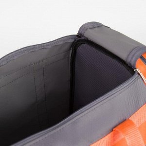 Сумка спортивная на молнии, 1 отдел, 3 наружных кармана, длинный ремень, цвет серый/оранжевый