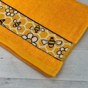 Полотенце махровое с бордюром «Пчёлы» 30х60 см