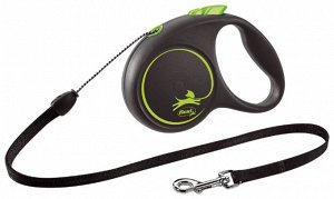 flexi рулетка Black Design S (до 12 кг) 5 м трос черный/зеленый