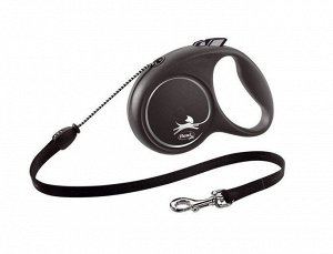 flexi рулетка Black Design S (до 12 кг) 5 м трос черный/серебро