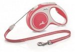 flexi рулетка NEW LINE Comfort XS (до 8 кг) трос 3 м серый/красный