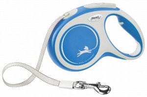flexi рулетка NEW LINE Comfort M (до 25 кг) лента 5 м серый/синий