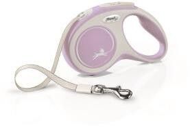 flexi рулетка NEW LINE Comfort S (до 15 кг) лента 5 м серый/розовый