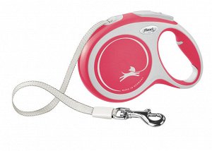 flexi рулетка NEW LINE Comfort S (до 15 кг) лента 5 м серый/красный