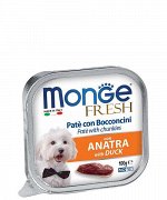 Влажный корм Monge Dog Fresh для собак, с уткой, консервы 100 г