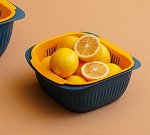 Пластиковая двухслойная корзина, цвет синий + оранжевый