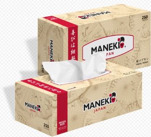 Салфетки бумажные "Maneki" KABI, 2 слоя, белые, 250 шт./коробка