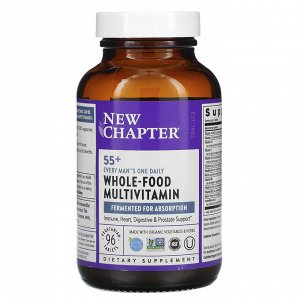 New Chapter, 55+ Every Man's One Daily, мультивитаминная добавка из цельных продуктов для мужчин старше 55 лет, 96 вегетарианских капсул