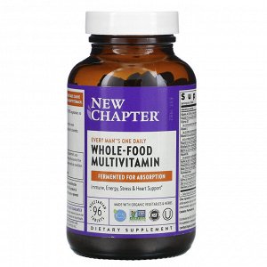 New Chapter, Every Man's One Daily Multi, мультивитаминная добавка из цельных продуктов для мужчин, 96 вегетарианских таблеток