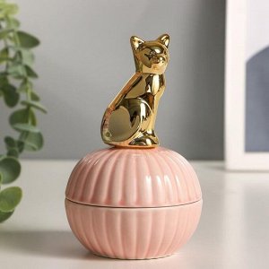 Шкатулка керамика "Золотой котёнок" 12,5х8х8 см