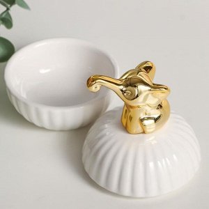 Шкатулка керамика "Золотой слонёнок" 11,3х8х8 см