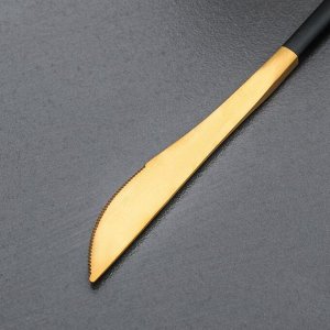 Набор столовых приборов, Magistro «Фолк», 4 предмета, цвет золото, чёрная ручка