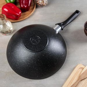 Сковорода-wok 28*9,5 см, с ручкой, антипригарное покрытие, тёмный мрамор