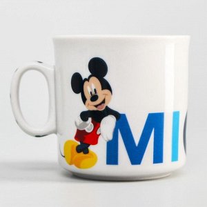 Набор посуды «Mickey», 4 предмета: тарелка ? 16,5 см, миска ? 14 см, кружка 200 мл, коврик в подарочной упаковке, Микки Маус и друзья