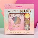 Набор: радужный хайлайтер и 3 баночки глиттера для лица и тела &quot;Beauty Winter&quot;