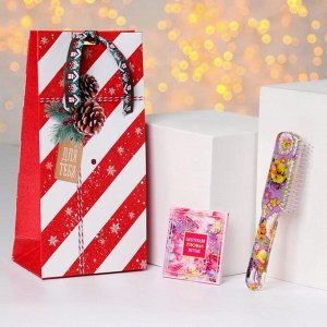 Подарочный набор «For you Новый год», 2 предмета: зеркало, массажная расчёска, цвет МИКС