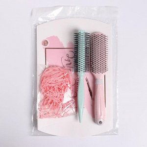 Подарочный набор «Для тебя», 3 предмета: массажная расчёска, брашинг, открытка, цвет МИКС