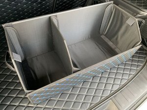 Органайзер L Большой Эко Кожа в багажник авто Черный с синей строчкой Akuma