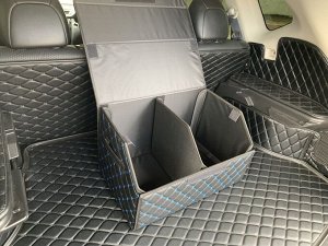 Органайзер M Средний Эко Кожа в багажник авто Черный с синей строчкой Akuma