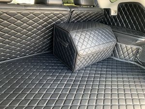 Органайзер M Средний Эко Кожа в багажник авто Черный с черной строчкой Akuma