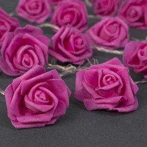 Гирлянда «Нить» 5 м с насадками «Розы розовые», IP20, прозрачная нить, 20 LED, свечение тёплое белое, 220 В