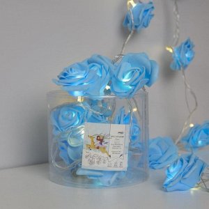 Гирлянда «Нить» 5 м с насадками «Розы синие», IP20, прозрачная нить, 20 LED, свечение тёплое белое, 220 В