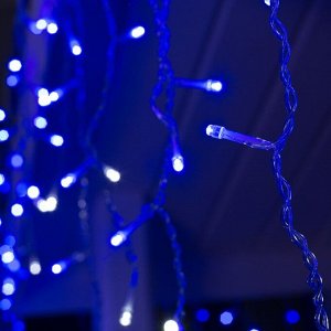 Гирлянда «Бахрома» 3 x 0.6 м, IP44, УМС, прозрачная нить, 160 LED, свечение синее, мерцание белым, 220 В