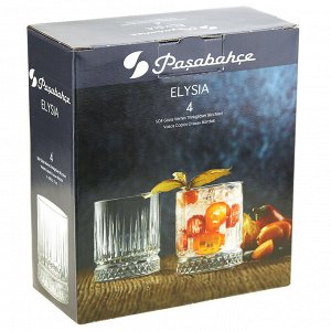 "Элизия" Стакан стеклянный 210мл, набор 4шт, цветная коробка, Pasabahce (Россия)