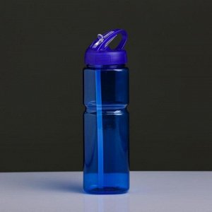 Бутылка для воды спортивная 800 мл, с поильником, на подвесе, синяя