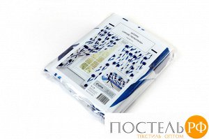ШТГА013-11316 Шторы для кухни "Синие тюльпаны", 145*180 см, Габардин (50% хлопок, 50% полиэстер), упаковка: ПВХ