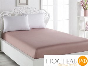 3500 Простынь сатин "KARNA" на резинке LOFT 160x240 см Грязно-розовый