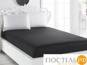 3500 Простынь сатин "KARNA" на резинке LOFT 160x240 см Черный