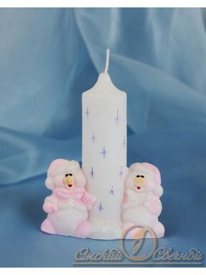 Веселые снеговики мигающая свеча