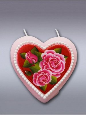 Сердце розовые розы (арома) свеча