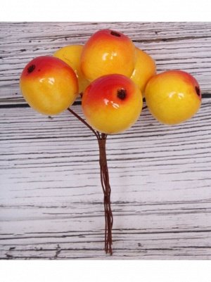 Яблоки на проволоке 6шт 2;5 х 3 х 8 красный/желтый
