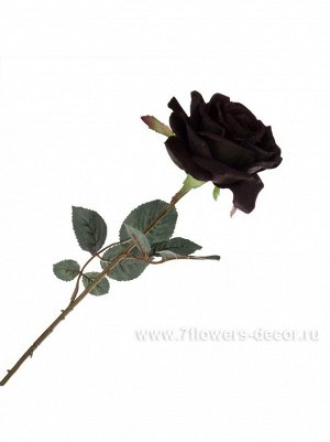 Цветок искусственный Роза 66 см цвет баклажановый