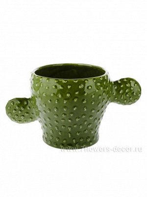 Кашпо кактус керамика 28 х 17 х Н26 см цвет Темно - зеленый Арт.4057-16
