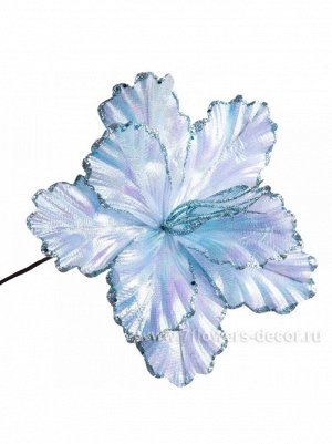 Пуансетия цветок искусственный 26см голубой