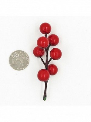 Ветка с ягодой 10 см набор 50 шт цвет красный HS-18-11