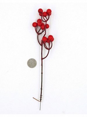 Ветка с ягодой 27 см на вставке 1 шт цвет красный HS-18-10
