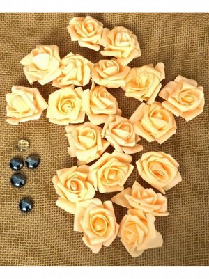 Роза 5;5 см фоамиран (40-50 шт в упаковке) персиковая