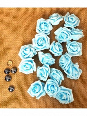 Роза 5;5 см фоамиран (40-50 шт в упаковке) светло-голубая