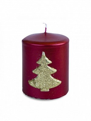 Свеча пеньковая с елкой цвет рубиновый, 5,5 х 8,0 см